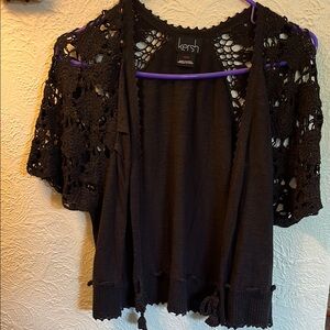 Kersh Black Cropped Cut Out Blouse